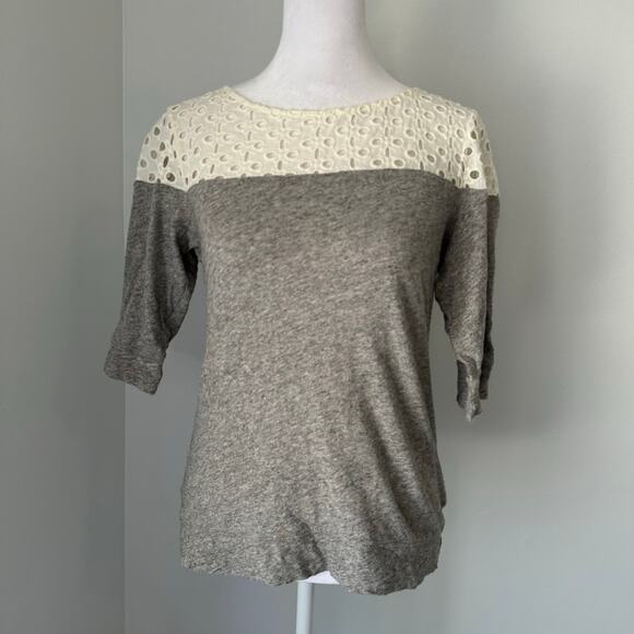 Postmark Anthropologie gray short-sleeve knit cotton top size XS - Picture 2 of 11